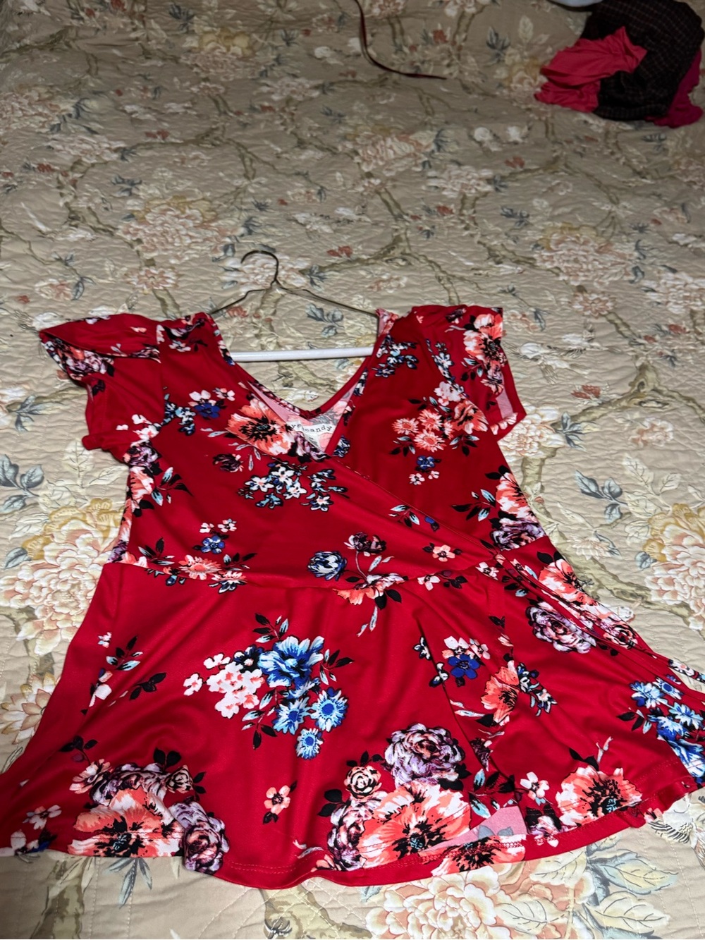 eye candy Red Floral Wrap-Style Women's Tunic
